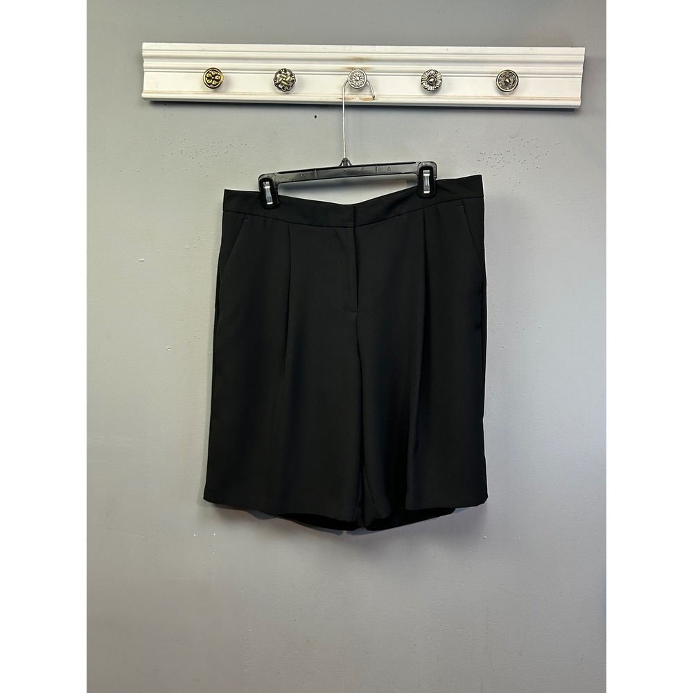 Vince Camuto Shorts Women 14 Black Pleated Front High Rise Tailored Career Basic